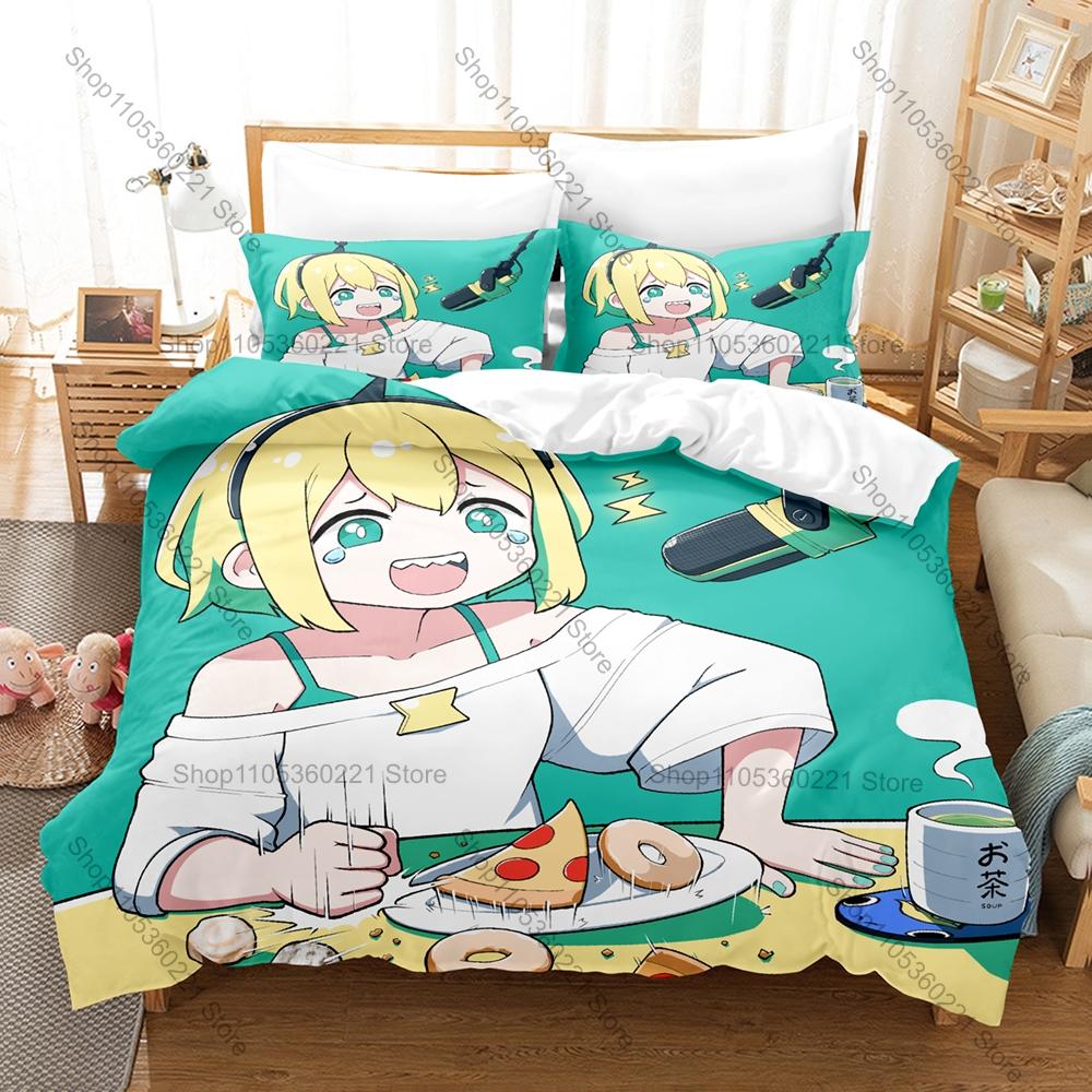 Крутое постельное белье Pikamee Fan Merch: Пододеяльник + 2 Наволочки, Стильный Дизайн с Аниме Персонажем, Постельный Комплект для Поклонников VTuber, Коллекция