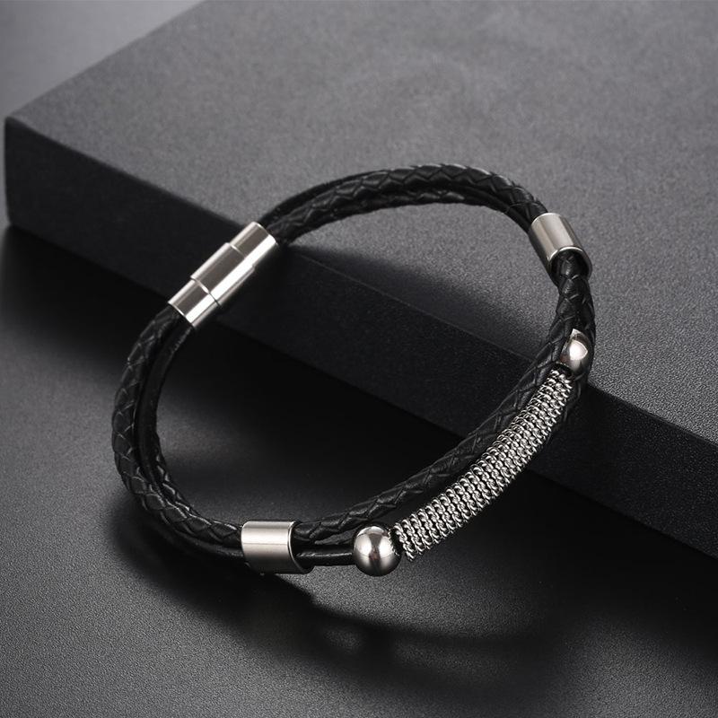 New Tide Brand Weaving Rope Hand Ring Titanium Steel Bracelet Boys Hand Rope