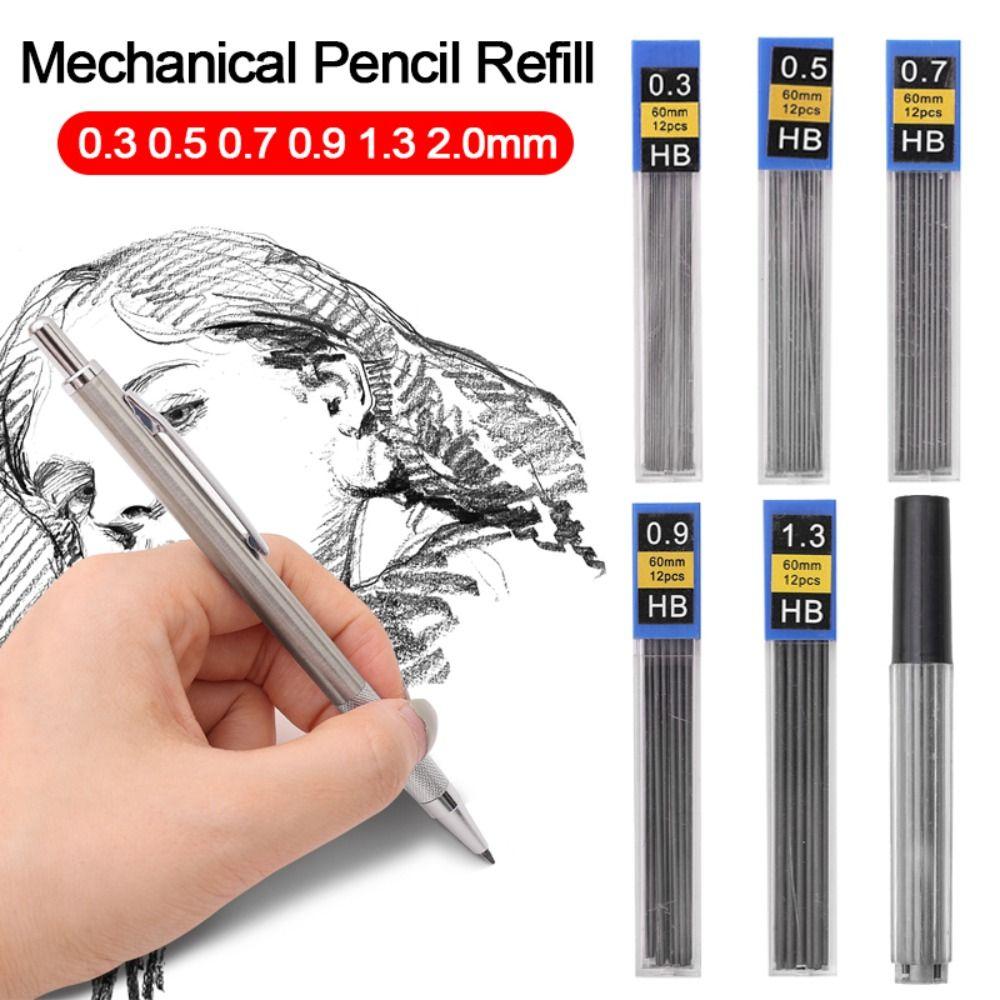 6 Boxes 0.3/0.5/0.7/0.9/1.3/2.0/3.0mm Mechanical Pencil Lead  Writing Accessories