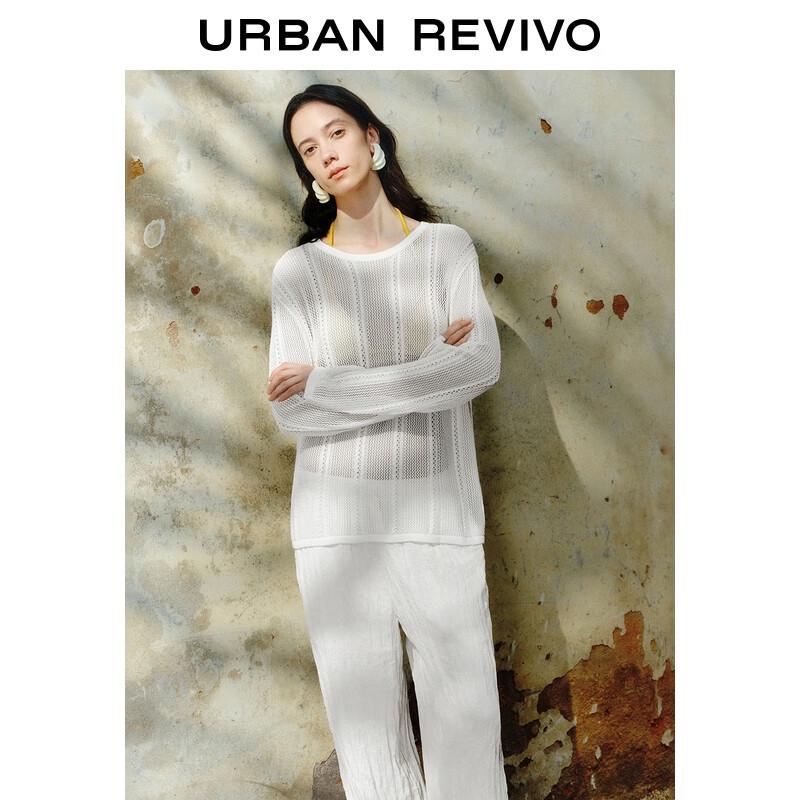 Women's Relaxed Fit Hollow-Out Textured Knit Top