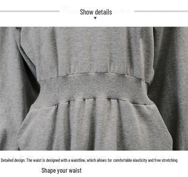 Платье свободного кроя с длинными рукавами в корейском стиле для женщин - коллекция осень/зима