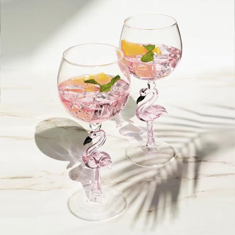 Flamingo Shaped Glass Cocktail Glasses - Set of 2