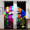 3D Sexy rainbow abstract art mouth girl Light Filtering Drapes Window Curtains for Living Room Bedroom 2 Pieces Decor