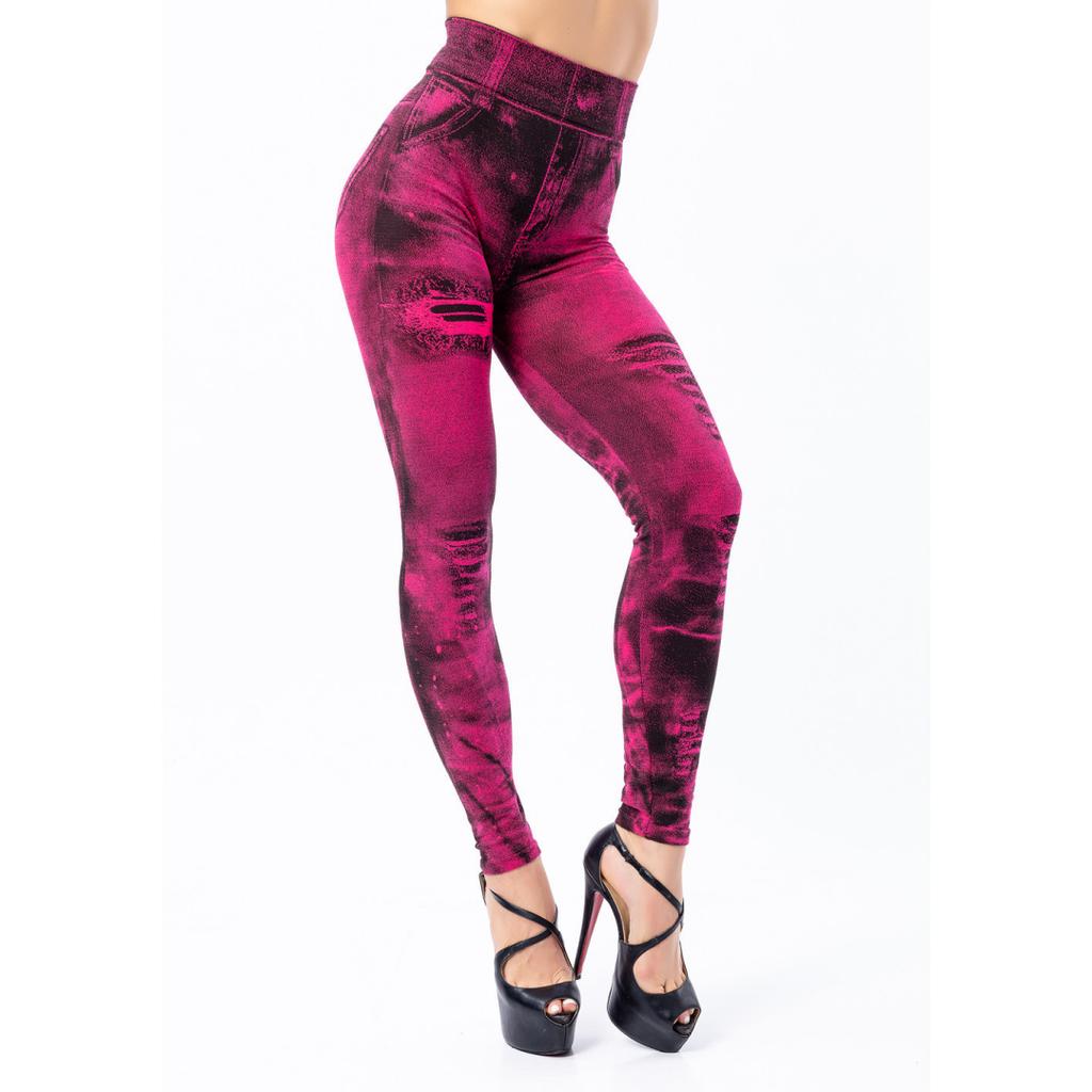 Сексуальные эластичные леггинсы с искусственной имитацией джинсов, штаны с высокой талией, тонкие леггинсы для фитнеса, спортивные леггинсы пуш-ап для женщин