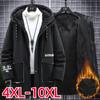Men's Winter Plus Size Pie Jacket Mid-length Imitation Rabbit Fur Winter Cotton Coat Fat Man Coat Plus Velvet Thickening 4XL-10XL