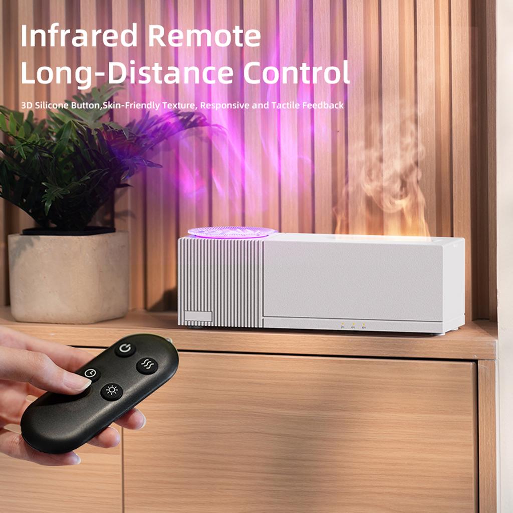 Flame Air Diffuser Humidifier with Ocean Wave Projector Cool Mist Humidifier Aroma Diffuser for Home Decor/Relaxation/Gift