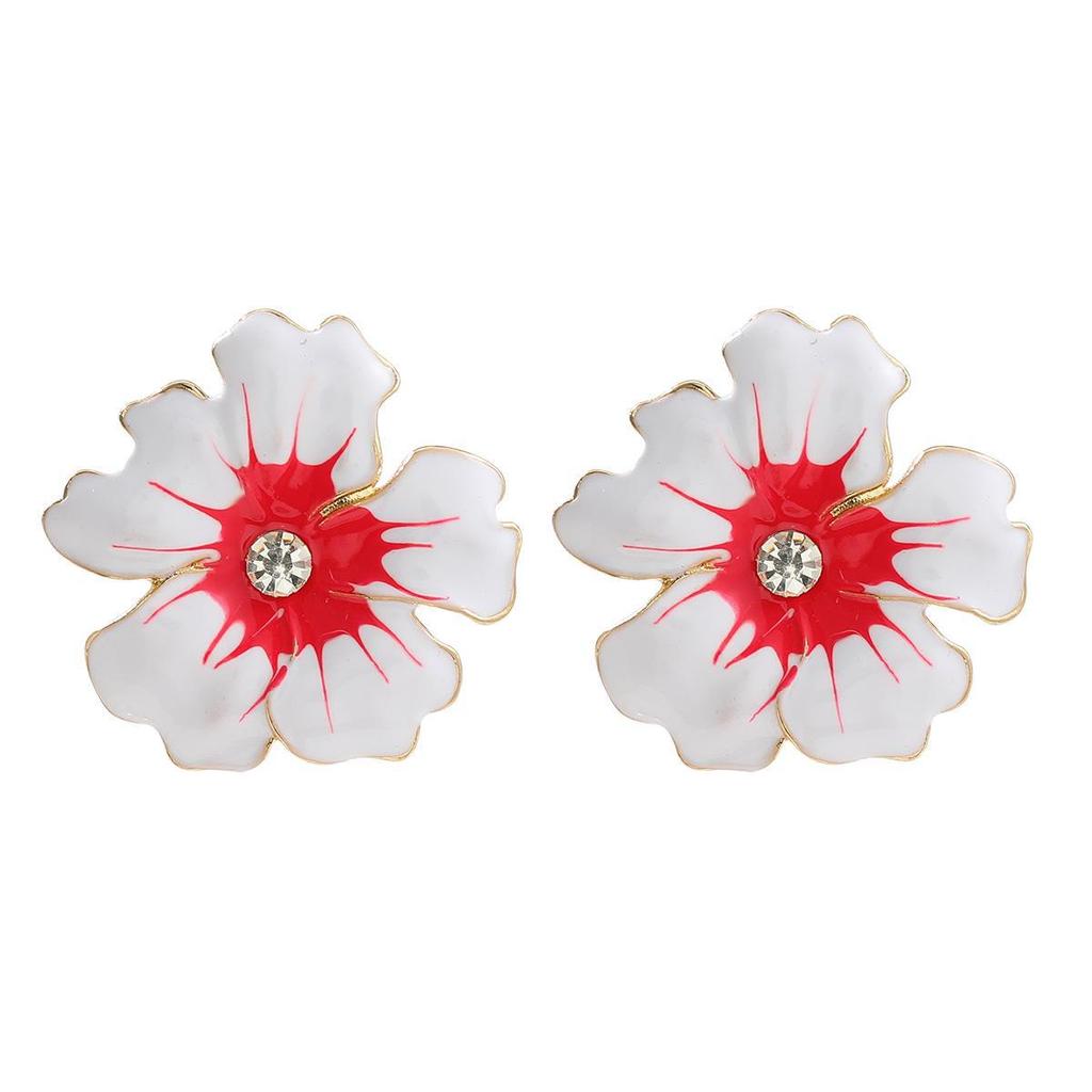 Exaggerated Multi-Color Handmade Flower Oil Drip Earrings for Women
