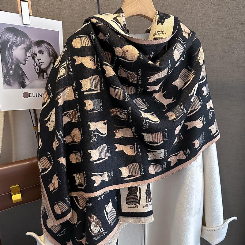 Korean Version Imitation Cashmere Scarf for Women In Winter, Fashionable and Thick Warm Windproof Shawl