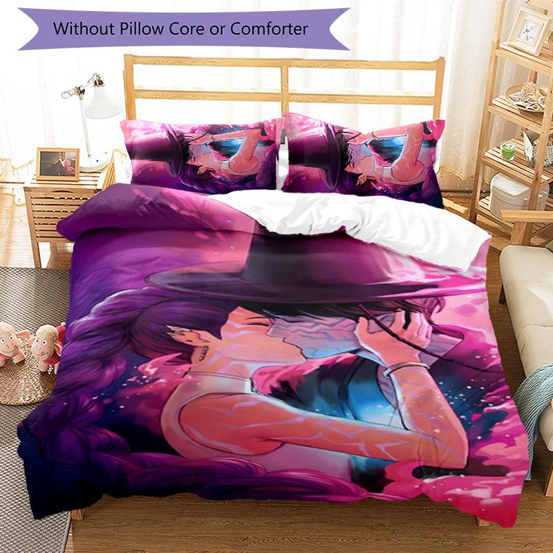 KPOP Hunter 3pcs Bedding Set Duvet Cover Closure Includes 1 Duvet Cover & 2 Pillowcases for All Seasons Bedroom Home Dorm Decor