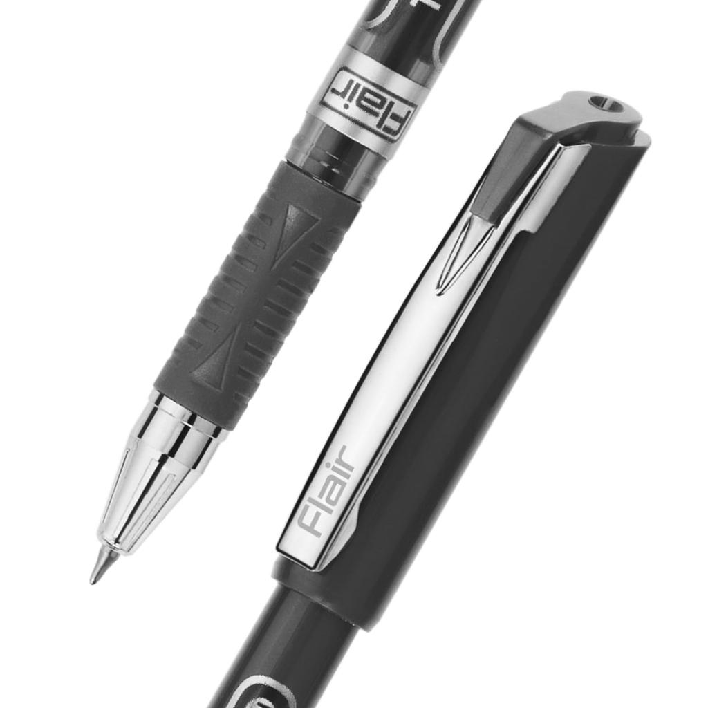 Flair Techno 0.5mm Gel Pen Box Pack of 10 Black Ink Smooth Writing Pens for School Office Journaling and Note Taking