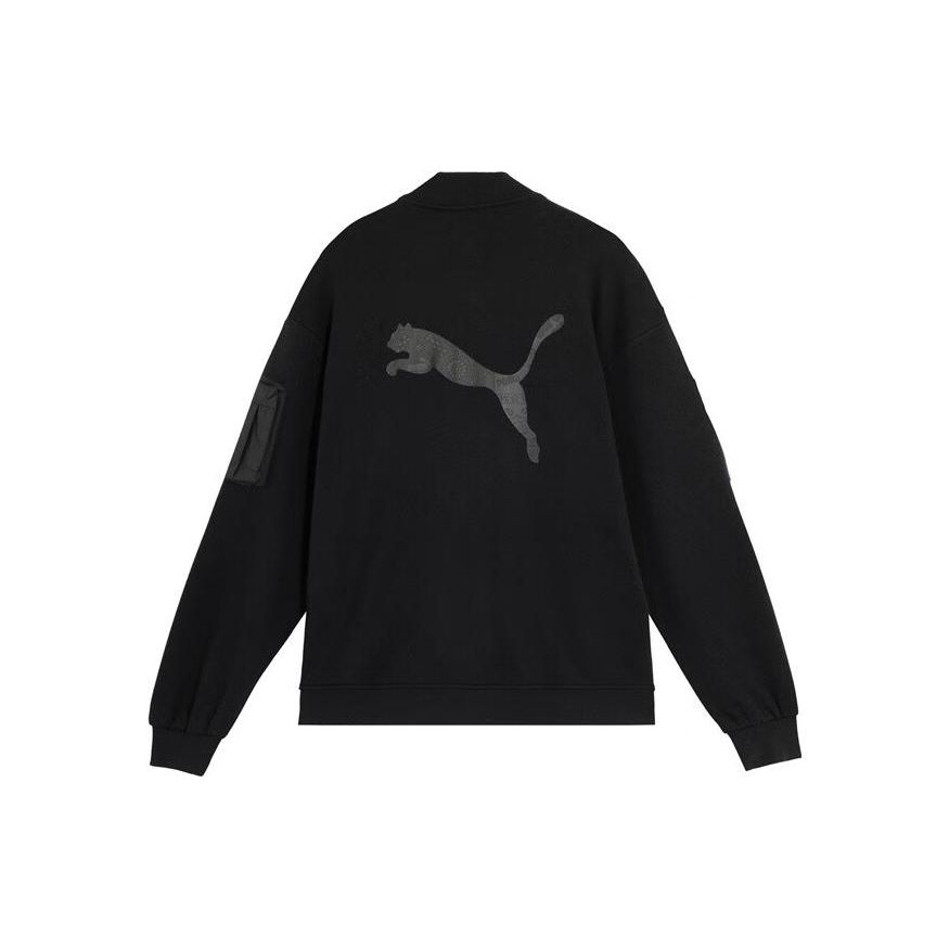 Puma Logo Print Casual Baseball Long Sleeve Jacket Unisex Jackets Black 677394-01