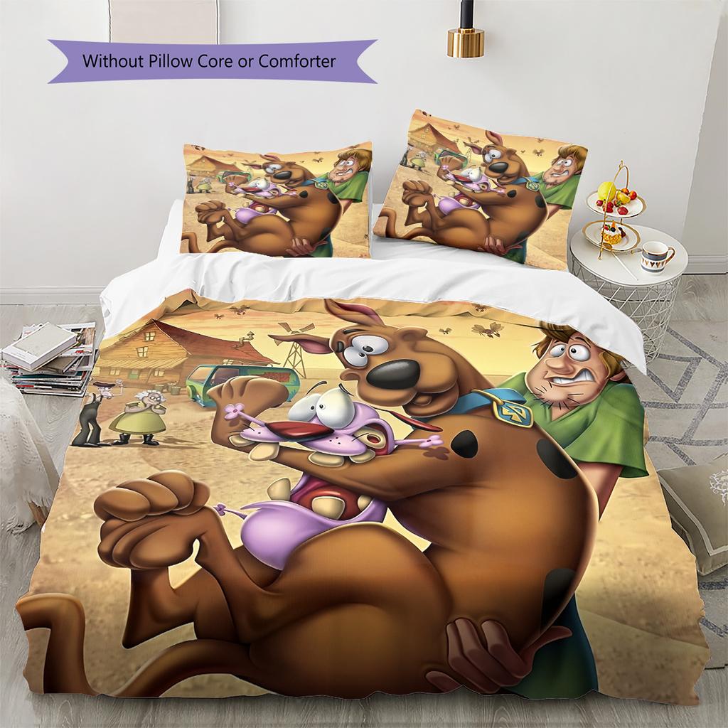 Постельное белье с рисунком Скуби-Ду Комплект одеял Декор для дома Подарок (1 пододеяльник + 2 наволочки без наполнителя)