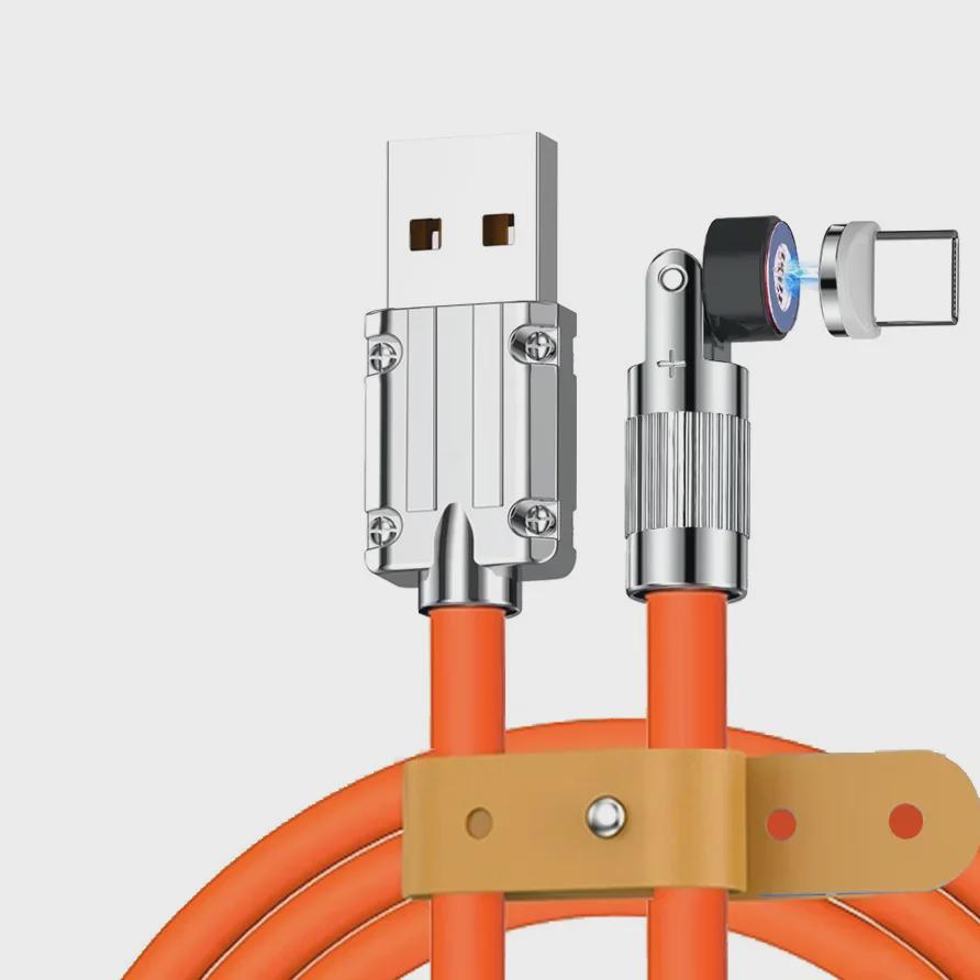 Магнитный кабель для быстрой зарядки Type-C из цинкового сплава с вращением на 540°, 2 м, TPE