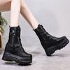 Fashion 10CM Women's Chunky Boots Autumn Leather Hidden Heels Women Sneakers Winter Fur Warm Snow Boots Belt Buckle Platform Ankle Boots