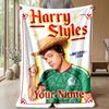 Harry Styles Custom Flannel Throw Blanket Print Your Name Text Soft Warm Blanket Holiday Present