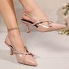 2025 темпераментная сумка на голову сандалии женские ремешок с пряжкой мелкий высокий каблук острый тонкий каблук пустые одинарные туфли
