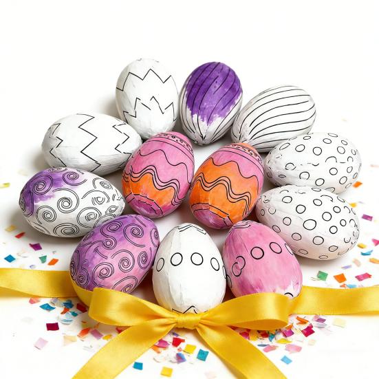 12 шт. Пенопластовые пасхальные яйца для поделок, DIY раскрашивания, искусственные яйца для Пасхи, Рождества, праздничного искусства, изготовления поделок, школьных проектов