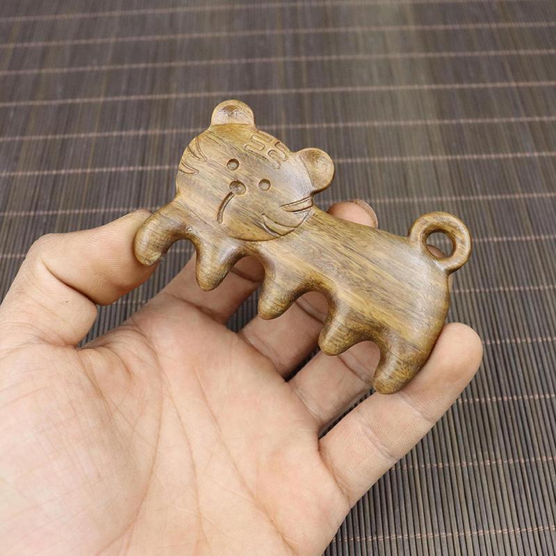 Natural Wooden Wide Tooth Mini Handle Comb Meridian Massage Anti-static Head Five Claw Massager Promote Blood Circulation