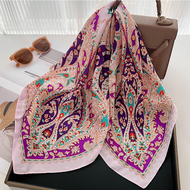 Imitation Silk Square Scarf For Women, Spring/Summer Luxury Bandanna Decorative Scarf,Hair, Head Band Neckerchief