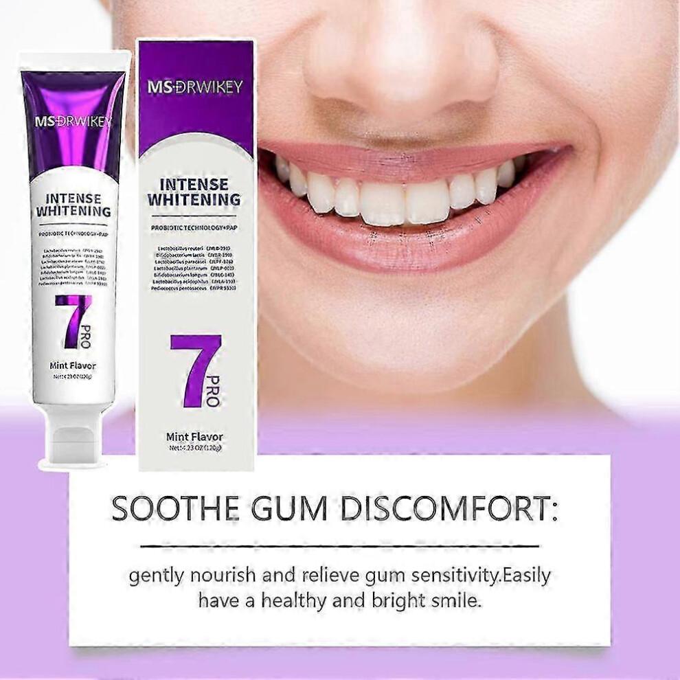 (2pcs, MSDRWIKEY) 7-Pro Intensive Toothpaste, 7PRO Intense Whitening Toothpaste with 7 Probiotics, Stain Removal & Fresh Breath 2025