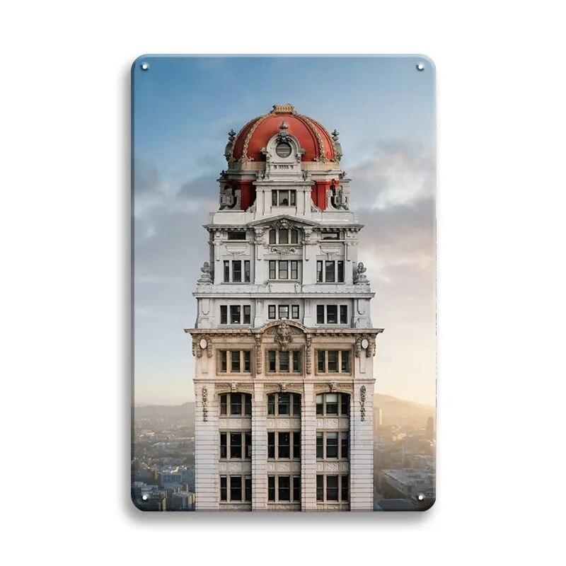 Beautiful City Landmarks Retro Posters Paris Dubai Building View Metal Tin Sign Living Room Bedroom Home Decorative Art Painting