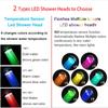 5 Modes Temperature Control Colorful Shower Head 3/7 Color Change LED Spray Nozzle Silver High Pressure Rainfall Bathroom Shower