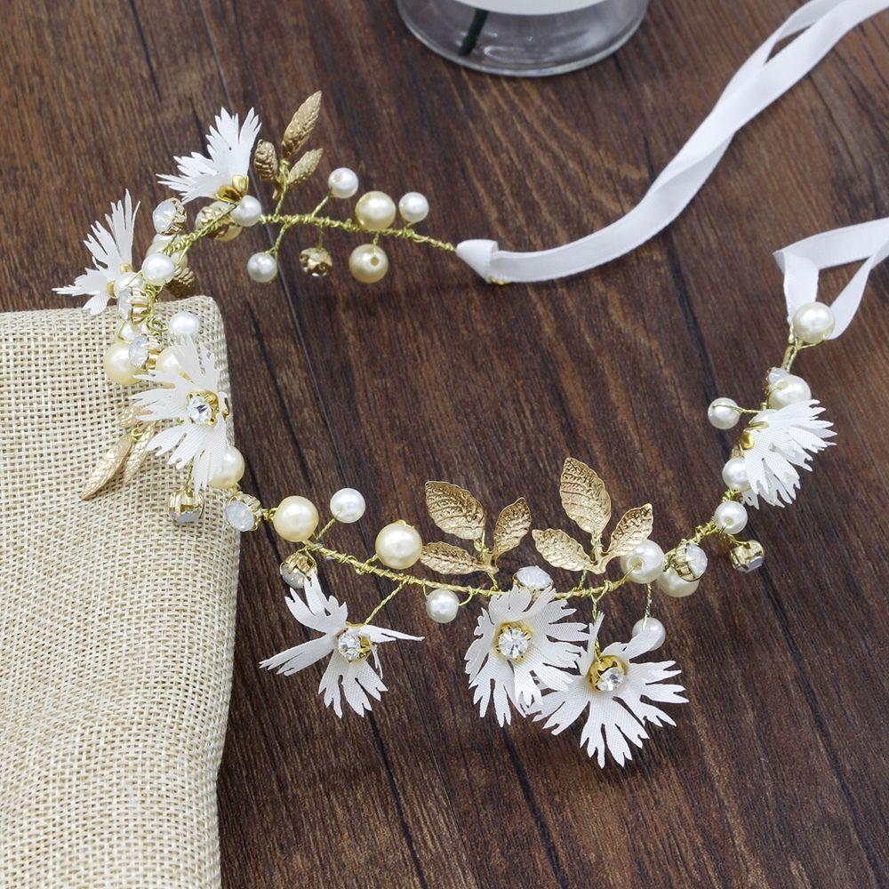 Elegant Floral Hair Accessories Bride Flower Hairband Crystal Daisy Headwear Crown Headband