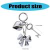 Elegant Heart Phone Bag Accessory Fashionable Silver Bowknot Keychain with Heart Charm Unique Keyrings Accessory