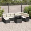 VidaXL 9-Piece Garden Sofa Set with Cushions Black Poly Rattan 3348333