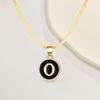 Black Letter Round Pendant Necklace 26 Letter Snake Chain Necklace Women Adjustable