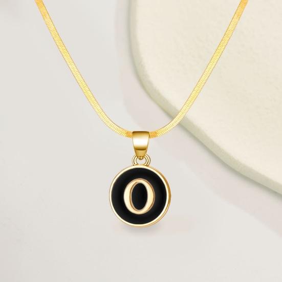 Black Letter Round Pendant Necklace 26 Letter Snake Chain Necklace Women Adjustable
