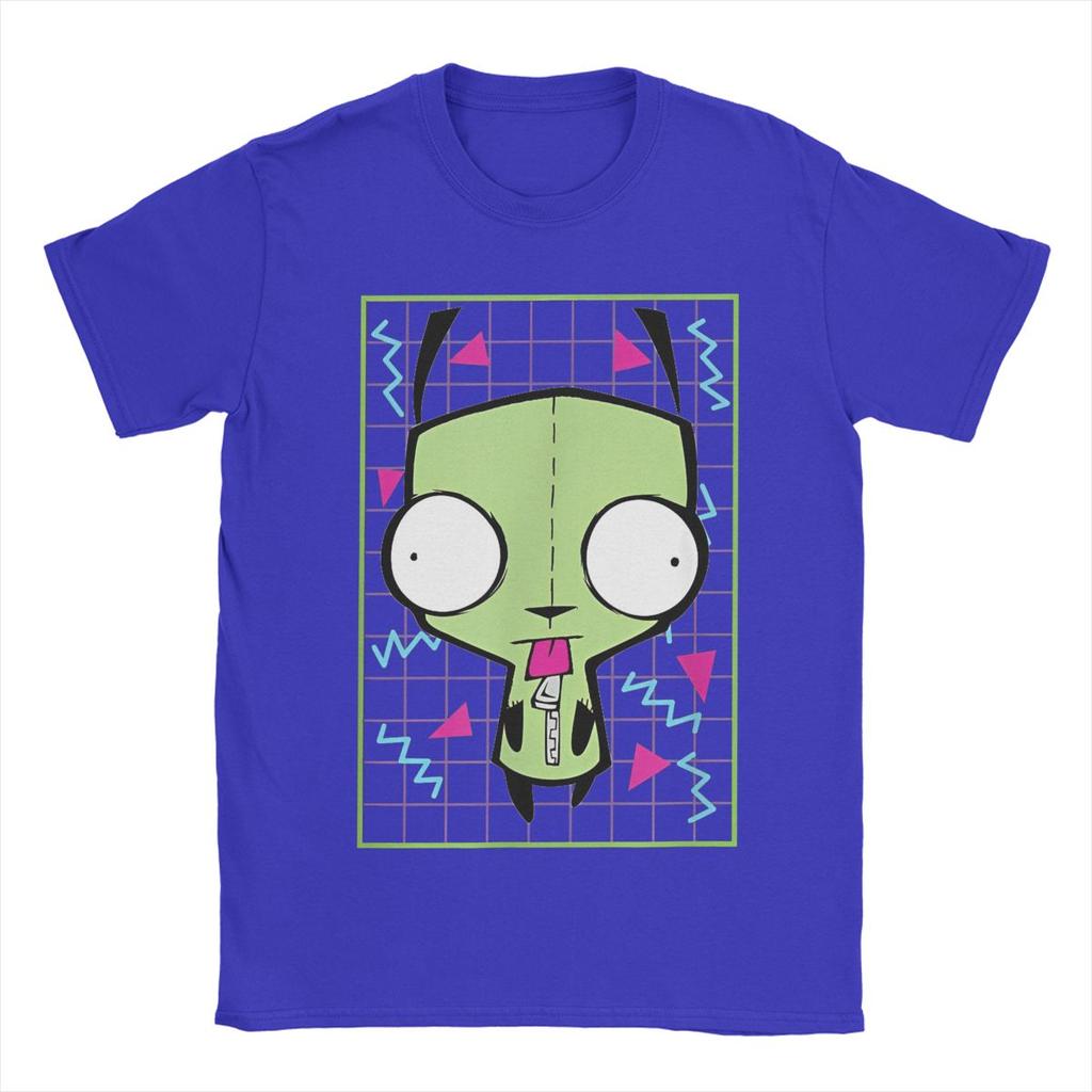 Мужские футболки Invader Zim Gir 90-х годов, с клетчатым рисунком, из чистого хлопка, с коротким рукавом, с круглым вырезом, размеры 4XL 5XL