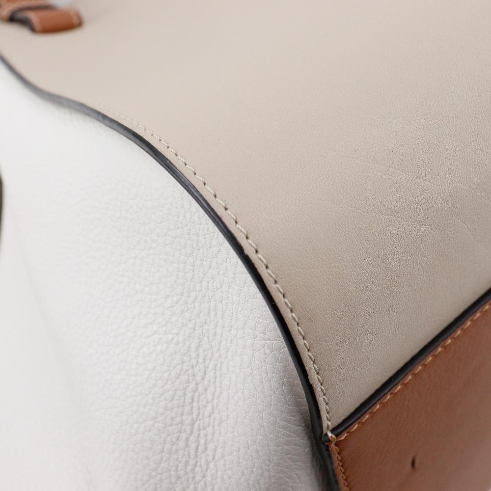 Loewe Гамак Маленькая Сумка 2WAY Плечевая Коричневый / Белый Телячья Кожа Женская Б/У