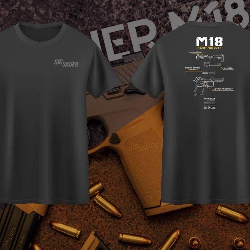 American Summer Men's M18 Tactical Shooting Military Fans Outdoor Competition Training Printed Crew Neck Short-sleeved T-shirt
