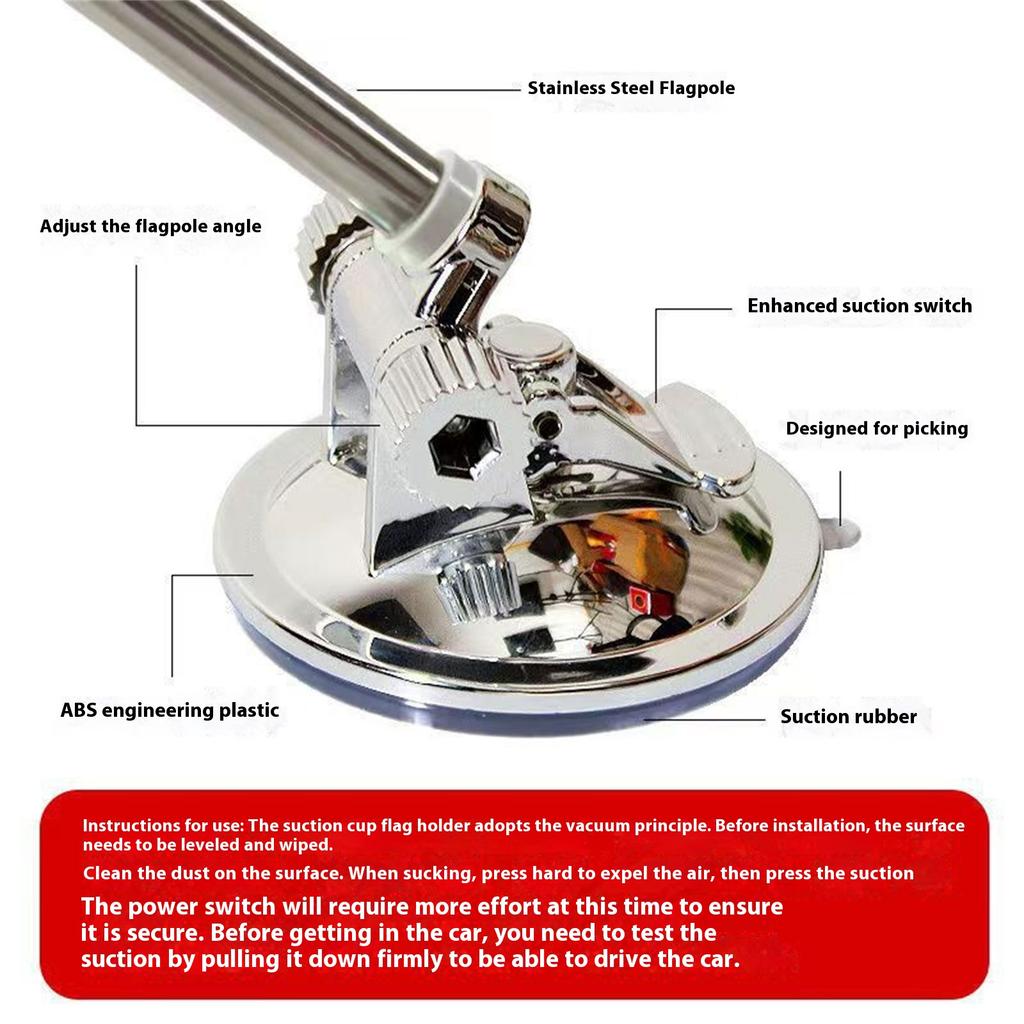 Крепление на крышу автомобиля на присоске, телескопический флагшток из нержавеющей стали, регулируемая высота, для мероприятий на открытом воздухе, парадов