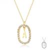 925 Sterling Silver Gold Clear Zircon CZ Alphabet 26 Letter A-Z Pendant Long Chain Necklace Women Initial Choker Jewelry
