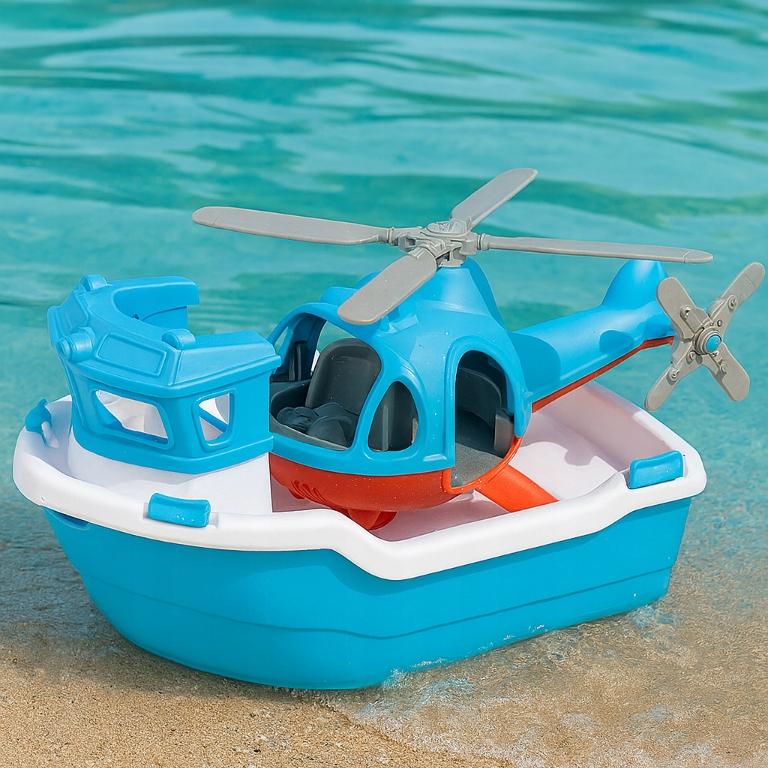 Boat and Helicopter Water Toys for Beach Solid Matte Plastic Floating