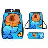 Capybara Pattern Cartoon Backpack Shoulder Bag Pencil Case Three Set Piece
