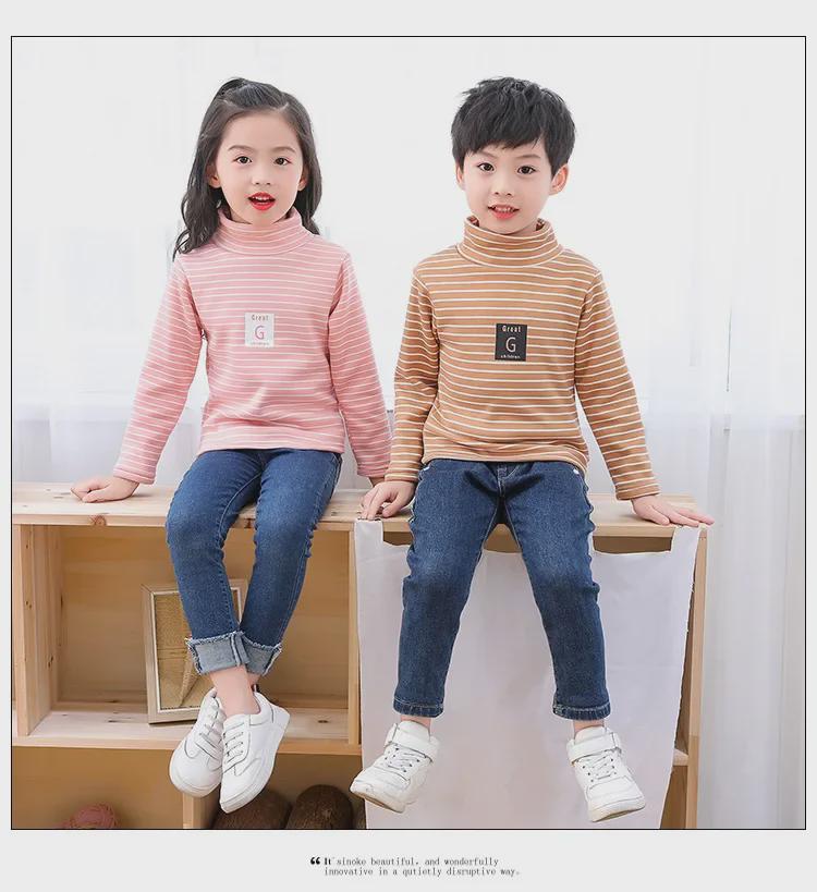 Детский уютный бархатный свитер - теплый топ со средним воротником для мальчиков и девочек (Осень зима)