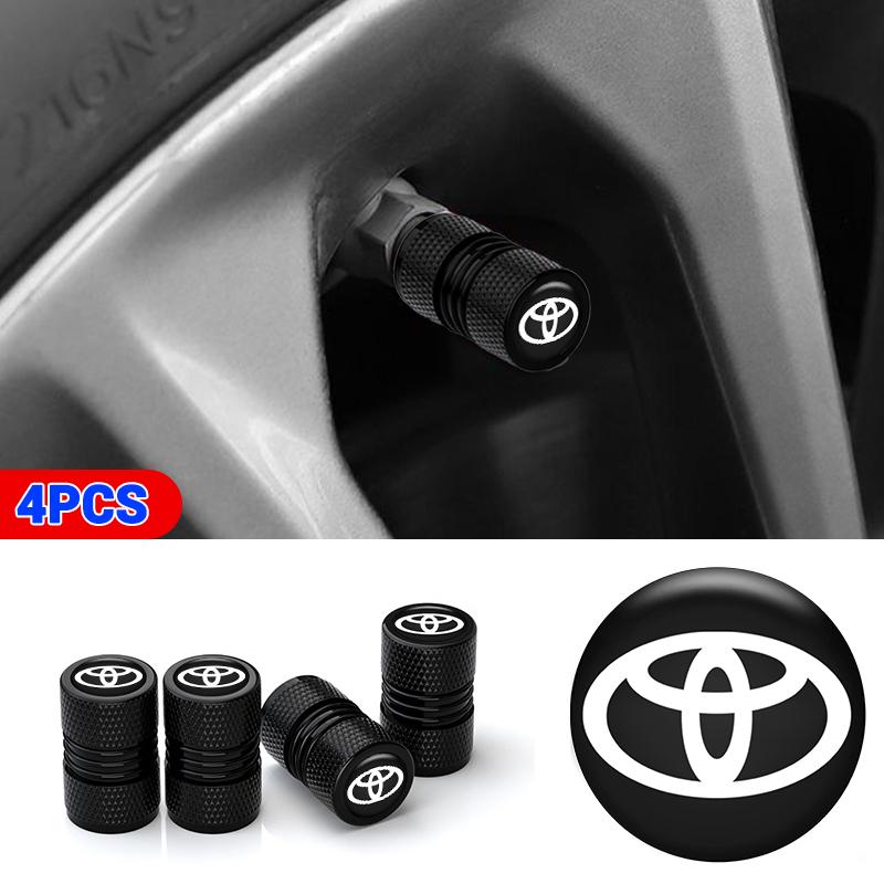 4PCS Metal Car Wheel Tire Valve Air Stem Covers For Toyota chr Corolla Camry rav4 Yaris hilux prius avensis auris Prado fortuner