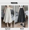 Retro High Waist Solid Color Long Skirt - Korean Style All-Match