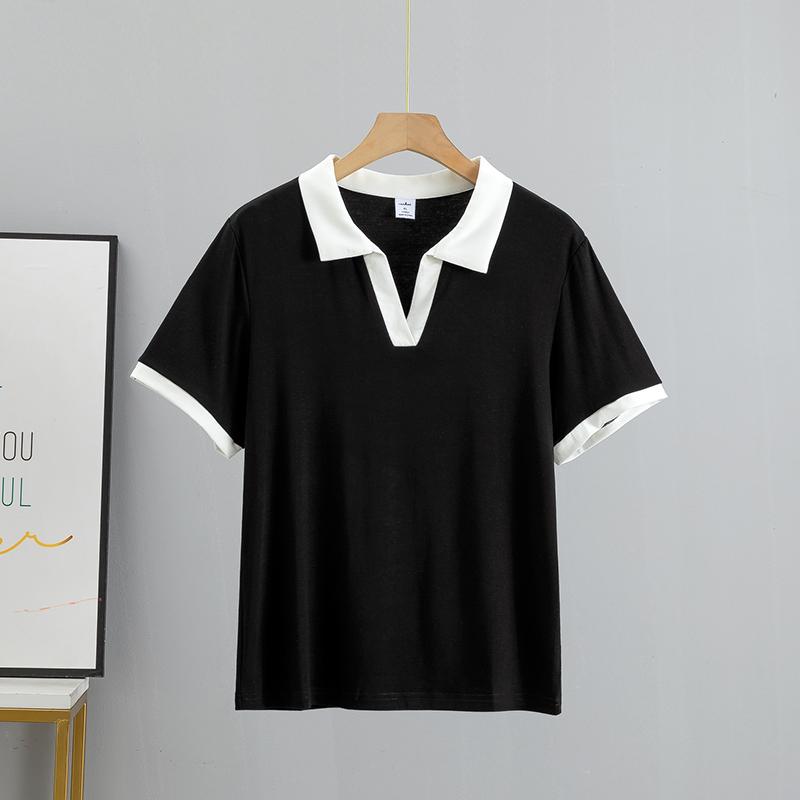 Летняя хлопковая женская футболка модного качества S-3XL с v-образным вырезом, женская повседневная футболка с короткими рукавами, топ