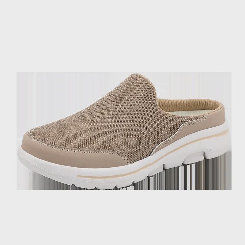 Летние женские повседневные тапочки Baotou с разноцветной сеткой и полузавязками 2023 года