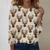 Women's Fashion Casual Long Sleeve Christmas Printed Round Neck Top
