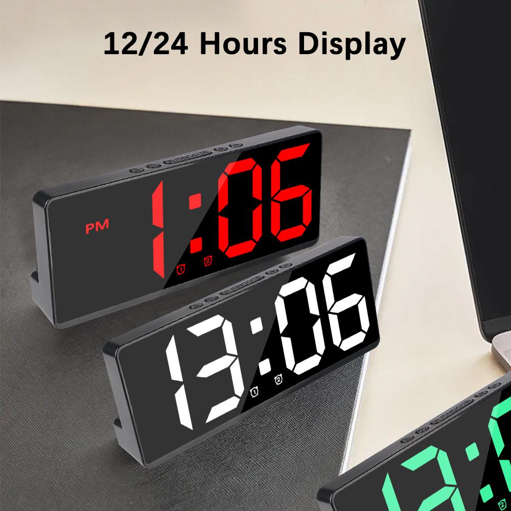 12/24H Функция «анти-беспокойство» Цифровой будильник Голосовое управление Температура Повтор Ночной режим Настольные часы Светодиодные часы Электронные часы