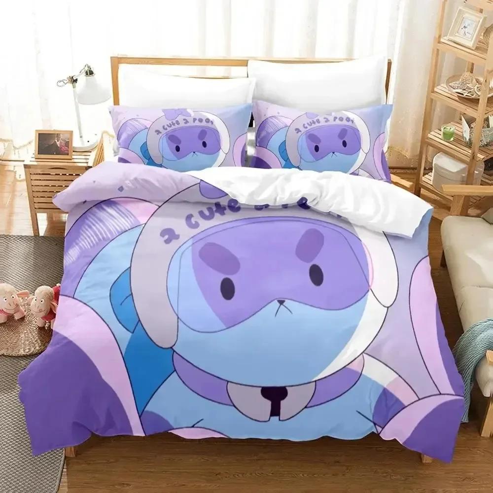 Мультяшный набор постельного белья с принтом Puppycat Пчела Пододеяльник Наволочка Комплект постельного белья Простыня Покрывало для одеяла Размеры: Полный, Queen, King