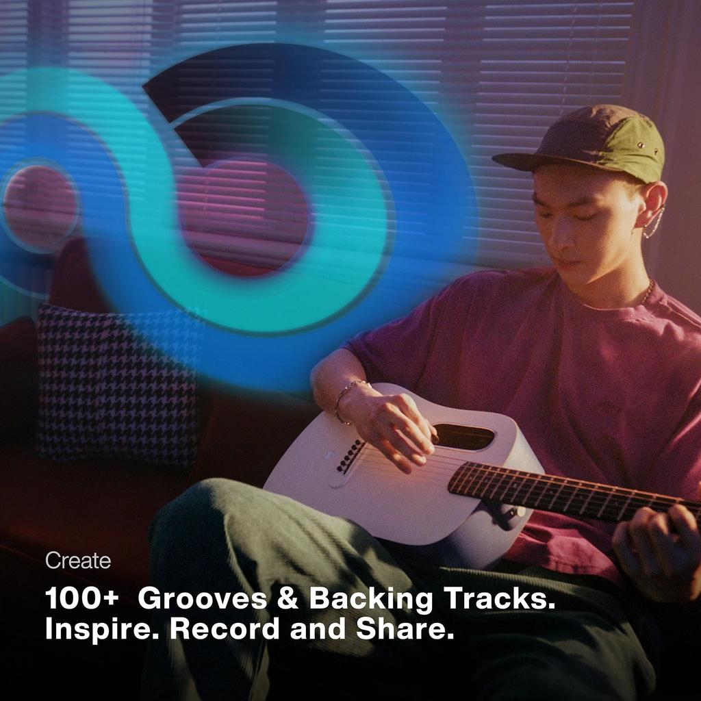 LAVA ME PLAY АКУСТИЧЕСКАЯ ЭЛЕКТРОГИТАРНАЯ Умная гитара 36 футов Идеальная сумка Серая