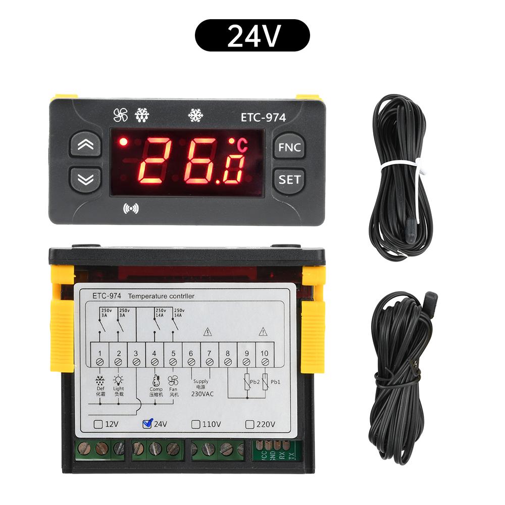 ETC-974 Интеллектуальный цифровой терморегулятор DC12V/24V AC110V/220V Точная регулировка Компрессор/Мороз/Вентилятор