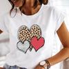 (Asian Size) Women Casual Top Clothing Fashion Print Lady Female  Short Sleeve T Shirt Tee Leopard Love Sweet Cartoon Graphic T-shirts