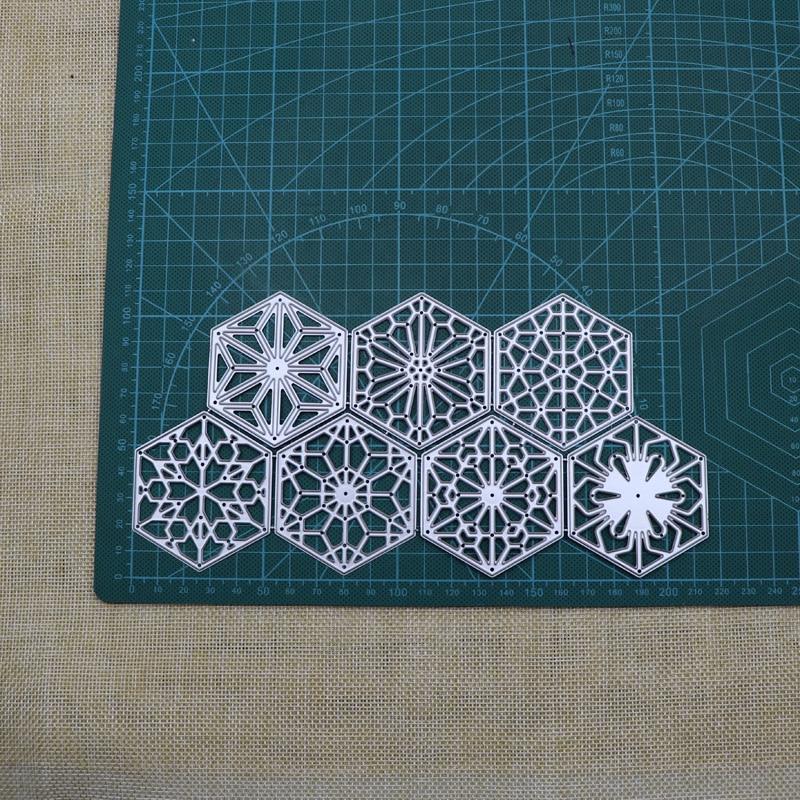 7 шт. шестигранная рамка металлические штампы для резки ремесленные штампы высечка тиснение скрапбукинг карты сделать трафарет